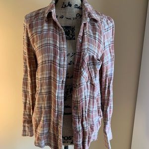 Free People Plaid Button Up Shirt Size Small